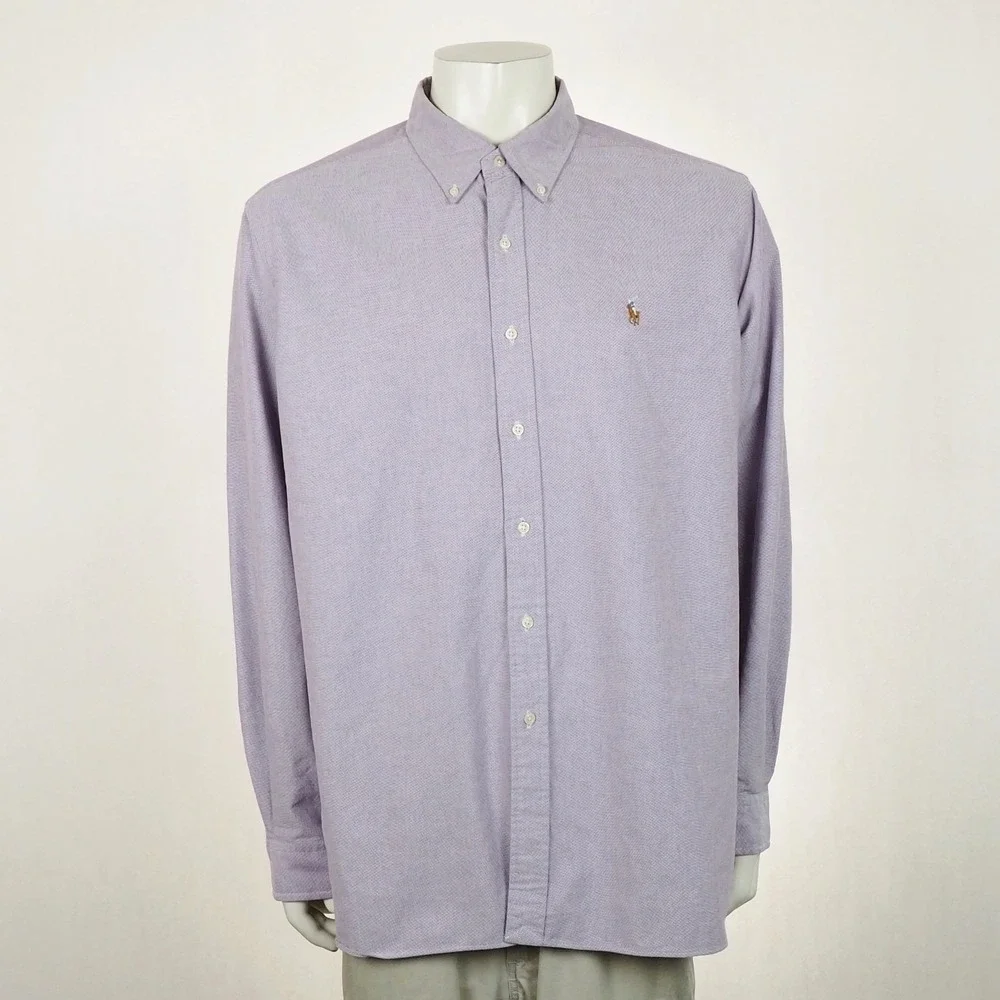 Polo Ralph Lauren Button Down Shirt Mens 2XL XXL Purple Classic Fit Oxford Blend